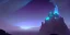 Placeholder: Huge stone temple inside a high Mountaintop cliffside, aurora borealis, fantasy, snow storm