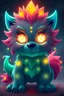 Placeholder: beast Bright colors, body, and glowing Their eyes might look like spinning cartoonish stars.