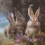 Placeholder: fantasy magic, sharp focus, illustration, highly detailed, digital painting, concept art, art germ and Paul Lewin and Kehinde Wiley, masterpiece silver slolo rabbit, dark blue aye