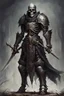 Placeholder: dark age armored skeleton knight with sword , death incarnate