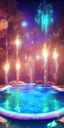 Placeholder: turquoise neon pool water sparkling at night in the dark detailed realistic glowing