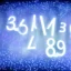 Placeholder: Random words letters, numbers and equations floating in the air at random rotations, location of arial font, white glow on a dark sky in a 3d environment and increasing in size the closer to the center