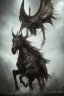 Placeholder: sauron on horse , dystopian surrealism, dark horror fantasy, hdr, demonic, dark art