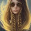 Placeholder: Girl with long wavy brown blond hair, yellow hawk eyes. Wears Hogwarts Hufflepuff uniform and sunglasses with a yellow clip.