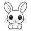 Placeholder: create a 2d black outline, "scary kawaii plush rabbit with buttons for eyes coloring book for kids", coloring page, low details design, black contour, coloring page design, simple background, colorful , card style, coloring page for kids, white background, sketch style,