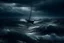 Placeholder: A sailboat on the ocean during a violent storm with high waves. Dark clouds hang in the sky. Lightning flashes on the horizon. Birds fly in the sky. Highly realistic. Colors of dark blue and black.