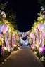 Placeholder: a beautiful night street decorated with lights , balloons, ribbons, flowers, glittery items