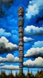 Placeholder: Sky blue clouds with Pacific Northwest totem poles painted by Gustave Courbet