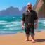 Placeholder: Walter white, realistic, 8k, beach background, black fedora.