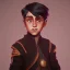 Placeholder: Portrait of a handsome brown haired little warlock kid by Nick Harris