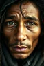 Placeholder: a photorealistic portrait of Bob Marley extremely detailed light hazel eyes, detailed symmetric realistic face, natural skin texture, extremely detailed skin with skin pores, peach fuzz, messy hair, wearing shawl over her head, masterpiece, absurdres, award winning photo by lee jeffries, nikon d850 film stock photograph, kodak portra 400 camera f1.6 lens, extremely detailed, amazing, fine detail, rich colors, hyper realistic lifelike texture, dramatic