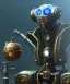 Placeholder: evil mechanoid person with a steampunk, realistic