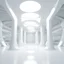 Placeholder: futuristic and sci fi white room with loads of large beams and columns. the flooring is flat but has organic shaped details. the lighting is bright white and the atmosphere is sci-fi