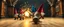 Placeholder: gnomes bowling in hall, motion blur, strike, crushing explosion