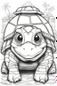 Placeholder: blank colouring book, white blank background, simple picture for toddlers, turtle pet, disney and pixar style