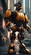Placeholder: CHICKEN robot, sci-fi, cyberpunk, full body, ultra realistic, virtual reality, cyberpunk city and colors