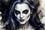 Placeholder: ink wash and watercolor oil print of a dark medieval female vampire sorceress , with highly detailed facial features ,in the style Ann Chernow, with a fine art aesthetic, highly detailed , realistic , 4k UHD cinegraphic quality