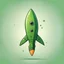 Placeholder: green rocket cartoon stylized