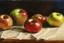 Placeholder: oil painting of apples on a table,style of William Turner