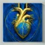 Placeholder: electric heart in blue and golden tapestry