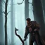 Placeholder: Male, Dark hair, Digital Art, Archer,Hooded Cloak, Dark Forrest background