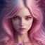 Placeholder: fairy, pink, blonde hair, beautiful, whole face, whole top hair head, hyperrealism, masterpiece, expert, cinematic lighting, sharp focus, 8K, pastel, macro lens, woman, detailed, flower