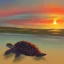 Placeholder: cartoon turtle and sunset