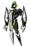 Placeholder: A new space creature from Ben 10 cartoon. Strong and graceful. Advanced metal. Magical power, precise detail and intense power Add "full body view" as a prefix. Use an aspect ratio (dimensions) that is mor vertical (3:4 vs 4:3), move the camera back ("extreme long range view"), move camera upward rather than being at hip height ("high angle view" or "eye-level view"). Describe her shoes or stance, as well as what you see over her head