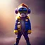 Placeholder: Monkey toddler, steampunk headphone, sunglass, gangsta neckless, full body, yellow puffer jacket, tokio background, dramatic lighting, hyper realistic, unreal engine 5, 16k