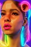 Placeholder: Shakira artist, Realistic image, natural waist up portrait, natural busty , perfect eyes, glow, circle iris, eye liner. pigtails hair, spray line make up, glow. lips, gold. big rings piercing, led ornament. coat, latex, inflatable, hot, led lights, minimal, neon, pink, blue, gold, vibrant color, highly detailed, art stations, concept art, smooth, unreal engine 5, god lights, ray tracing, RTX, lumen lighting, ultra detail, volumetric lighting, 3d, finely drawn, high definition, 4k.