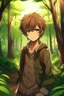 Placeholder: Brown haired anime boy in the woods