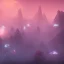 Placeholder: ALIENS FLOATING in the fog, FOGGY NIGHT, mountains, GLOWING, PURPLE, orange, pink, stars, TOWERS, 4K, 8K, CINEMATIC