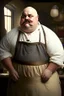 Placeholder: fat bald innkeeper with white dirty apron and moustache