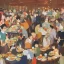 Placeholder: A collection of people enjoying brunch, Hayao Miyazaki