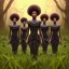 Placeholder: photo.three Brown skin women. Three dark skin women. Three black women. .three women. A mother. Two daughter. Twins. A mother with her children. three young black women. wood nymphs emerging from the forest. Her hair looks like vines. Dreadlocs. Her skin is the colour of dark soil. Her skin looks like tree bark. Her clothing is made of vines, grass and leaves. Elegant. Extremely detailed. Award winning photography. Fantasy. 8k. Cinematic lighting. Photorealistic. Dynamic lighting. Imperial color