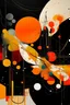 Placeholder: The curse of adverse suggestion, abstract surrealism, by Victor Pasmore and Tracey Adams, mind-bending illustration; maximalism, album cover art, asymmetric, Braille code textures, disintegrating orange shapes on black background