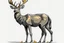 Placeholder: deer, full body, profile ,comic book, gray background,