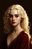 Placeholder: Maegelle Targaryen, aged 21, epitomizes Targaryen allure with her cropped golden curls and sapphire eyes. Despite her royal lineage, her demeanor exudes youthful innocence and curiosity. her porcelain skin and high cheekbones.