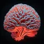 Placeholder: brain neon coral, single object, detailed with ancient flowers, black background, hyper realistic lighting