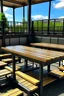 Placeholder: Outdoor tables with rubber roof