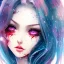 Placeholder: cry blood, girl cute, watercolor illustration,