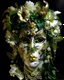 Placeholder: Beautiful venetian masquerade baroque masque half face style camomille flower spring white floral mixes leaves with white, green tiny camomille flowers and green botanical white and black leaves, green leaves masqued womann portrait adorned with camomille floweans asparagus golden leaf rcamomille leaves and black white mollus Shell colour irridescent pearls mollusk colour iheaddress ribbed with camomille green and j white camomille flower Vanilla flower costume dress organic bio spinal ribbed