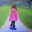 Placeholder: little girl walking towards the house painting