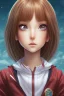 Placeholder: portrait artistic photo, wonderfull japanese, face keiko yu yu hakusho, big brown eyes, short brown hair, seifuku blue clothes, high quality, 8k,