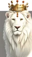 Placeholder: White Lion with kings crown on his head.side view