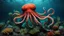 Placeholder: animals creatures, octopus, plants from subanautica from deep sea, leviathan's a lot of sea plants very deep, beautiful, river of magma, green and blue.