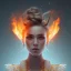 Placeholder: Origami, Portrait of a Lady on Fire, full body, hyper realistic, illustrated,