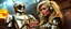 Placeholder: beetle juice and a Samantha Fox with robot suit