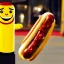 Placeholder: a hotdog with mustard and ketchup who is a captain