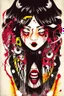 Placeholder: 90s Japanese horror illustration, cartoonist Anime art, a woman screaming beheaded, bloody, splatter, gore art, pixelated art, high definition, giallo style, dario argento,